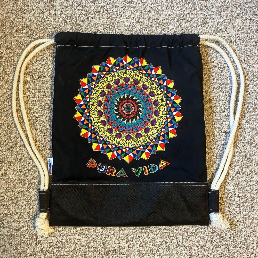 FREAKFLOPS Pura Vida Waterproof Handmade Bag Backpack Black Mandala Costa Rica